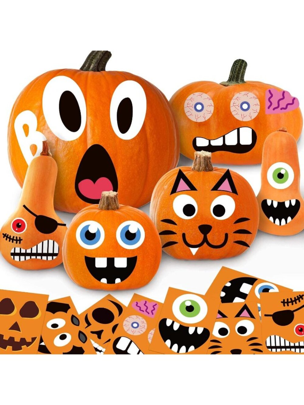 24 Sheets Make a Pumpkin Face Stickers Decorations Halloween Crafts for Kids
